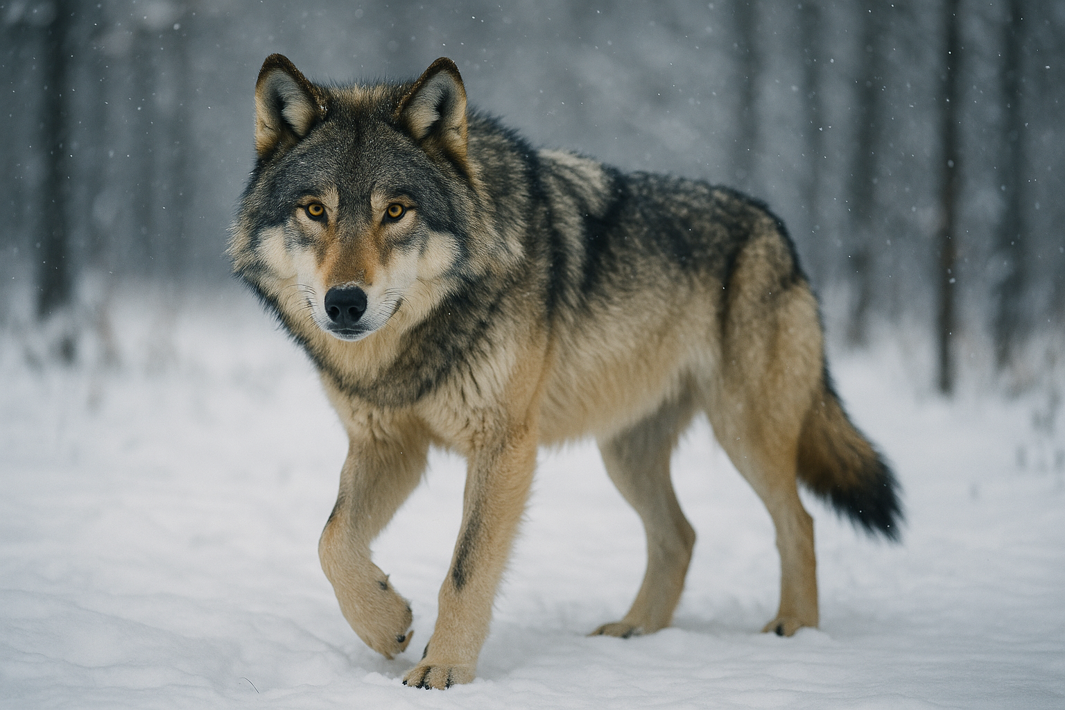 wilk szary - przodek psa domowego. To od niego rozpoczęła się wspólna historia człowieka i psa