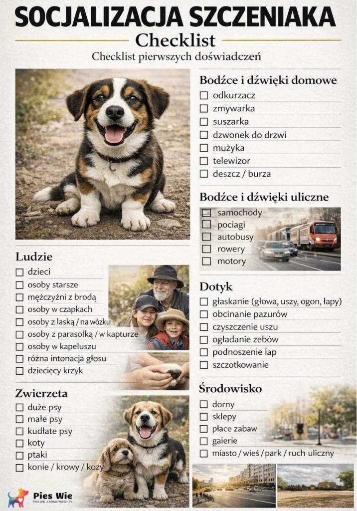 socjalizacja szczenika checklist pierwszych doświadczeń